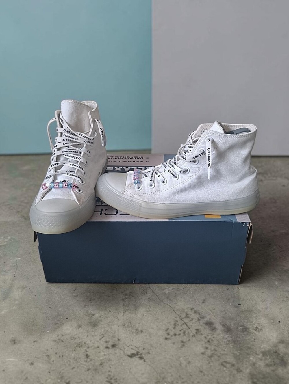 Converse "Optical White" High-Top Canvas Sneakers with Logo Laces